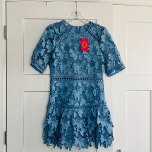 Blue lace floral dress